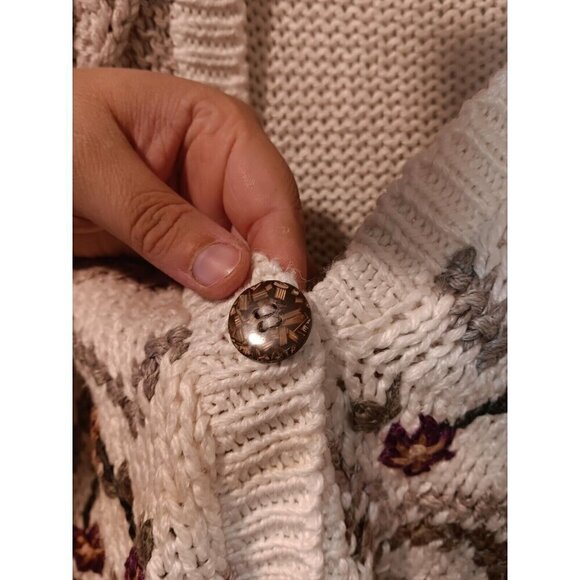 90’s Huntington Ridge Crochet Knit Button Up Sweater Vest Large Boho Floral - Picture 5 of 8